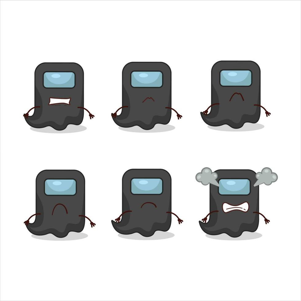 Ghost among us black cartoon character with various angry expressions vector