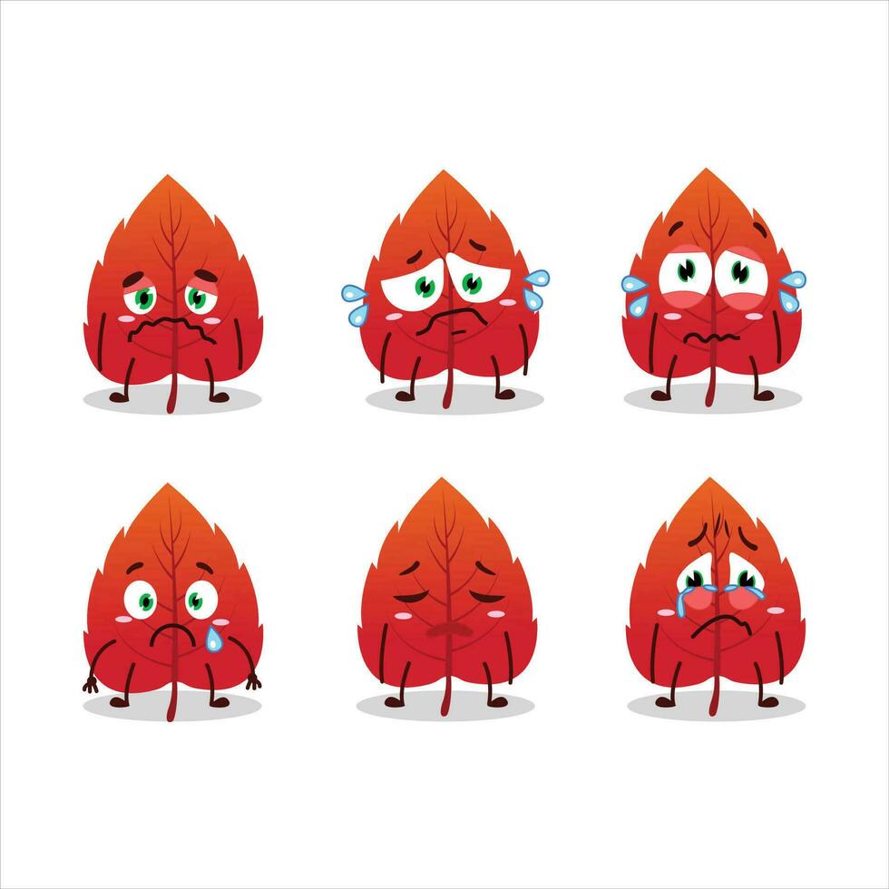 Red dried leaves cartoon character with sad expression vector