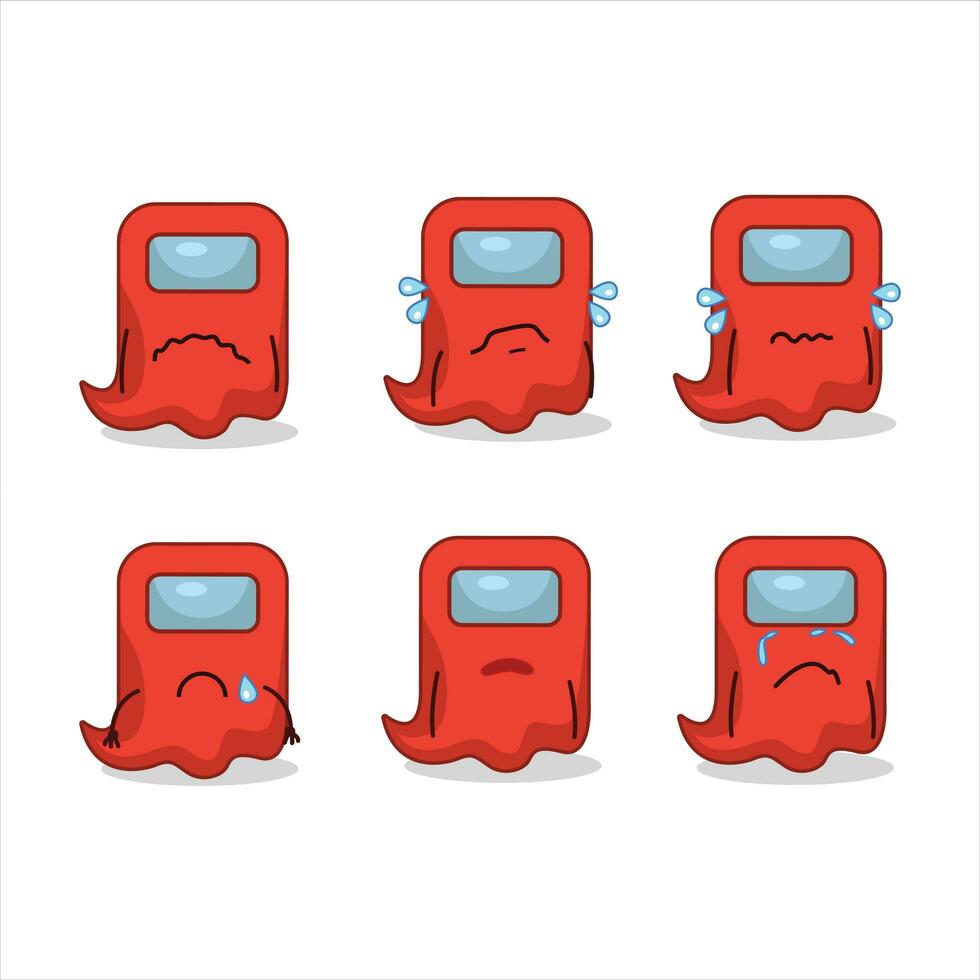 Ghost among us red cartoon character with sad expression vector