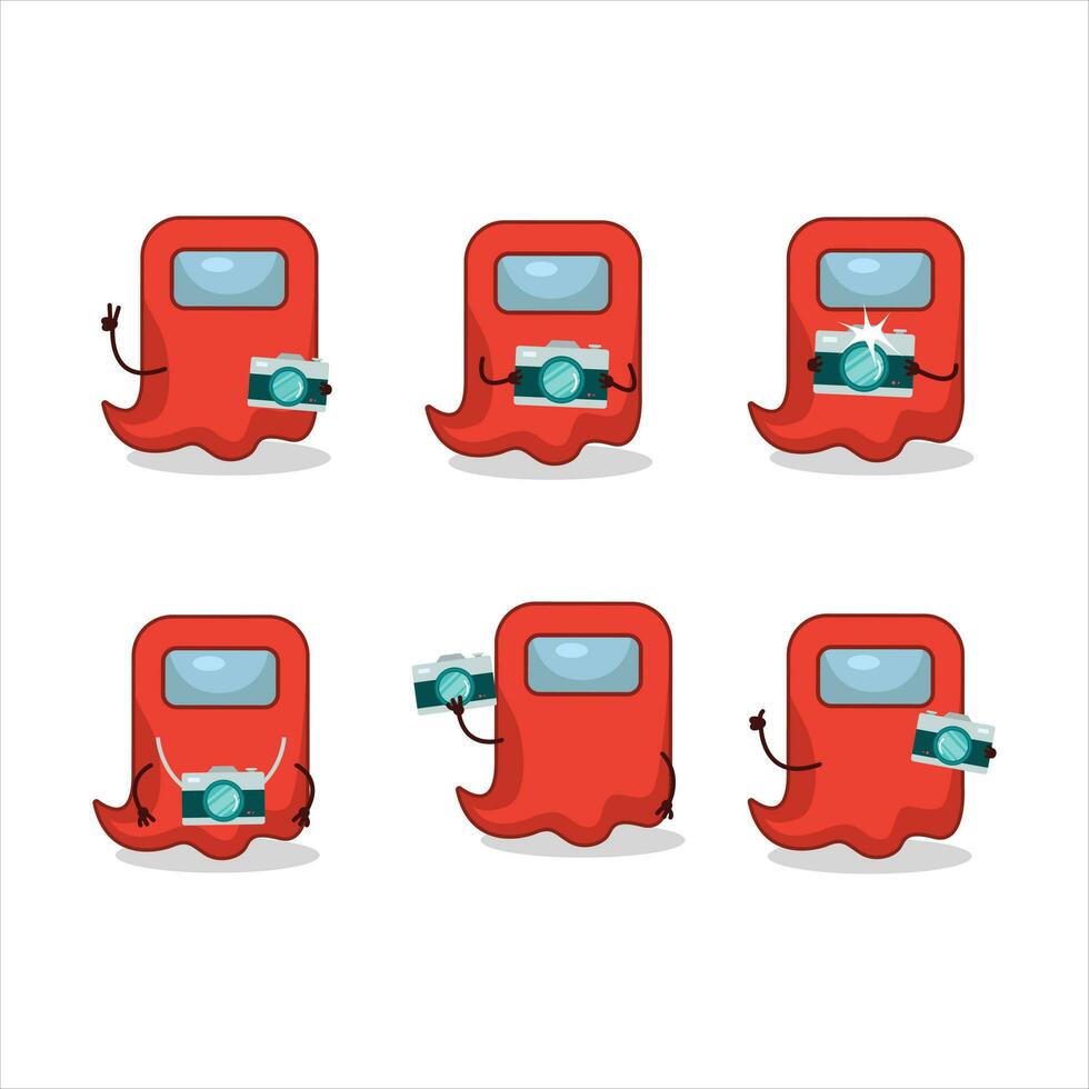 Photographer profession emoticon with ghost among us red cartoon character vector