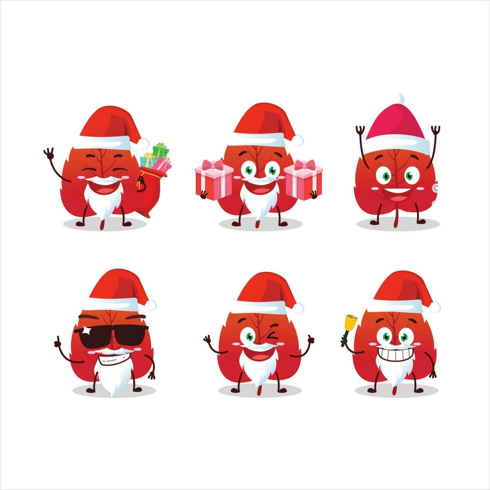 Papa Noel claus emoticones con rojo seco hojas dibujos animados personaje vector