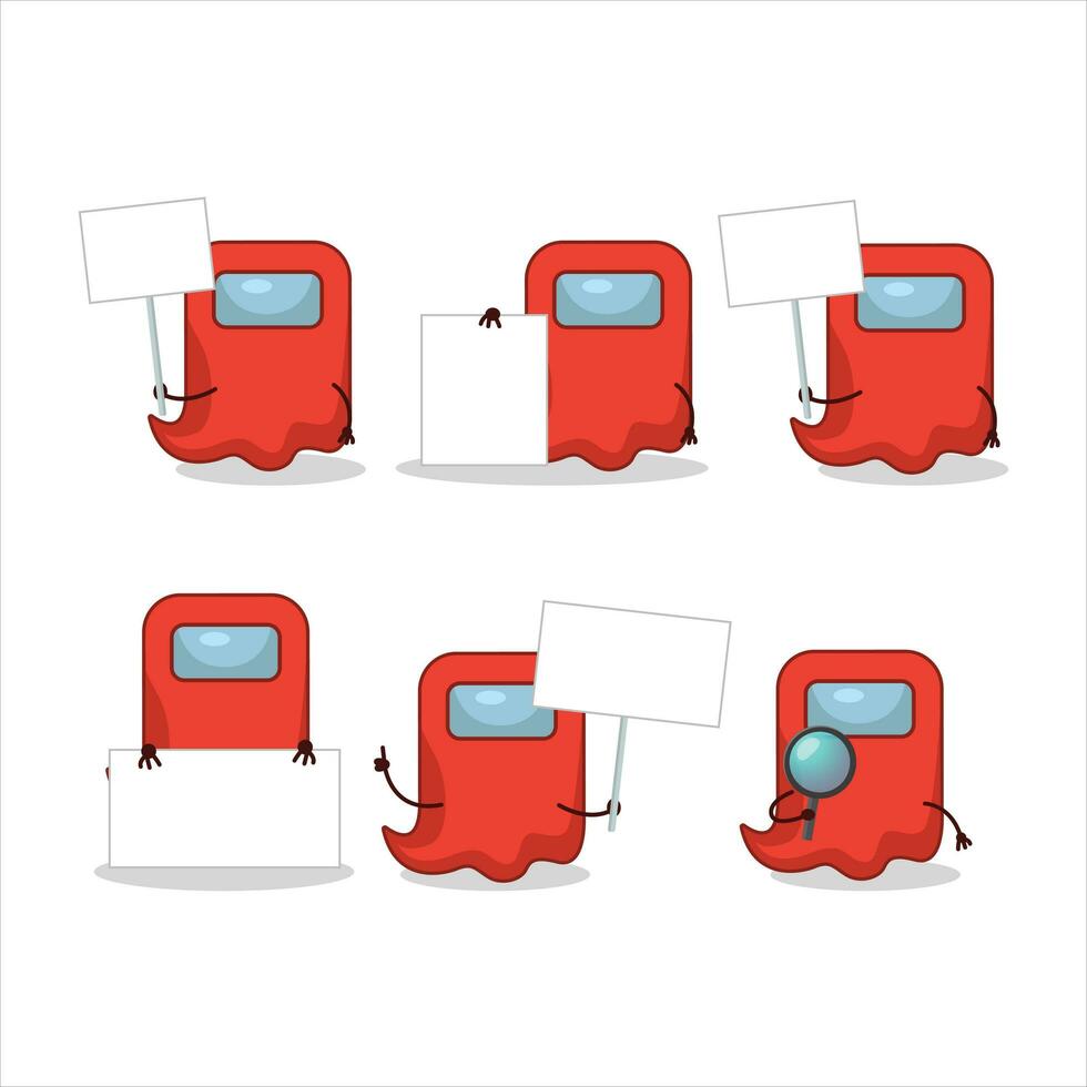 Ghost among us red cartoon character bring information board vector