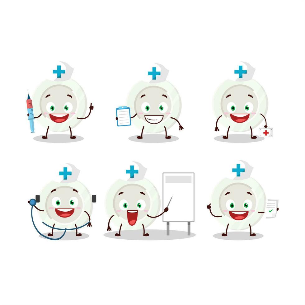 Doctor profession emoticon with white plate cartoon character vector