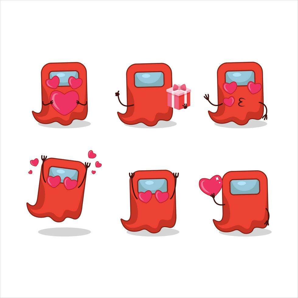 Ghost among us red cartoon character with love cute emoticon vector