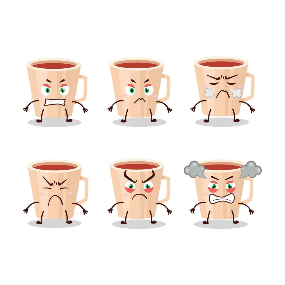 Thanksgiving tea cartoon character with various angry expressions vector