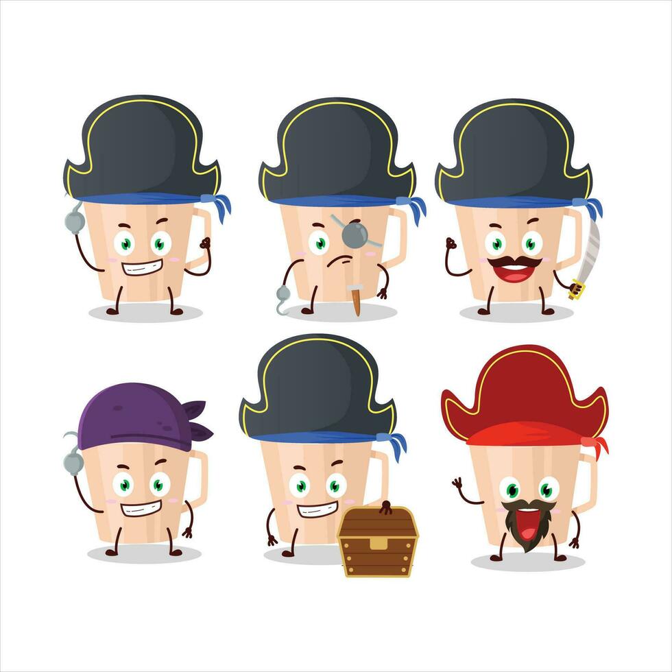 dibujos animados personaje de acción de gracias té con varios piratas emoticones vector