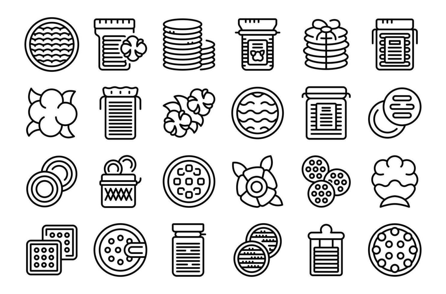 Cosmetic cotton pads icons set outline vector. Material box vector