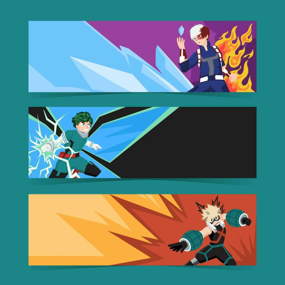 Hero Characters Banner Set vector