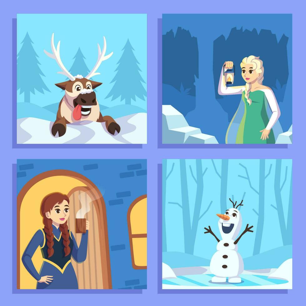 Ice Princess and Friends Social Media Post vector