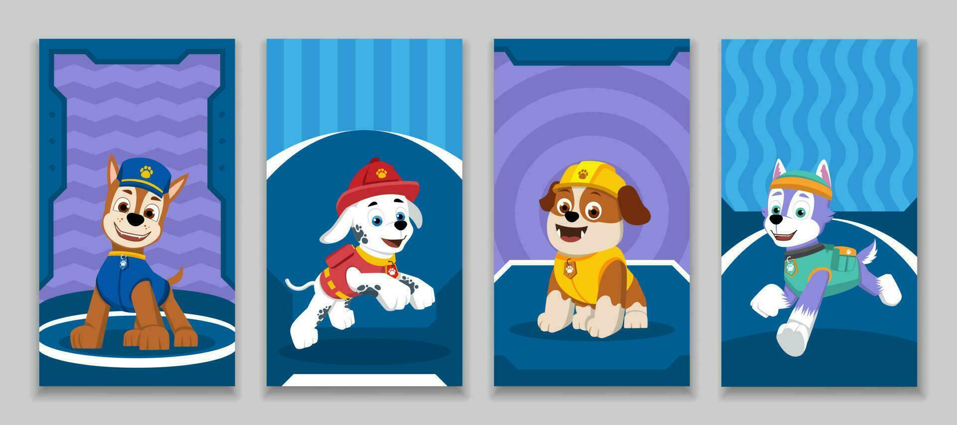 Dog in Uniform Social Media Story Template vector