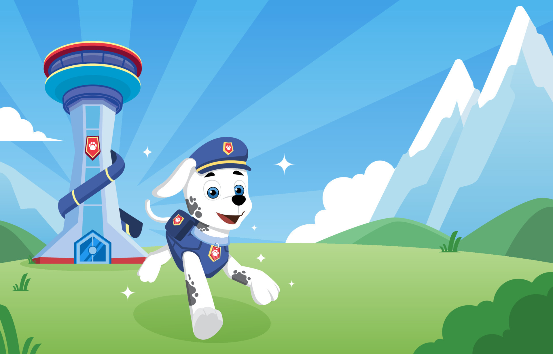 Paw Patrol with Tower Background 24548827 Vector Art at Vecteezy