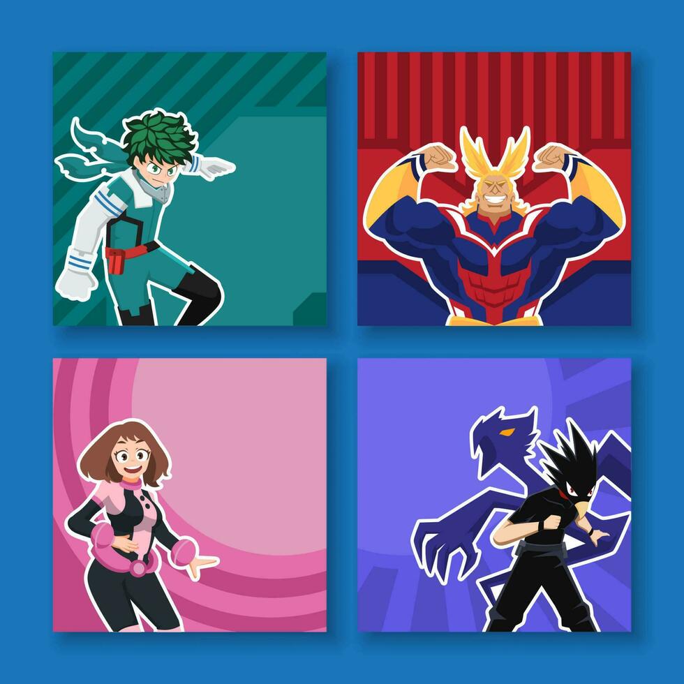 Super Hero Academia Social Media Post vector