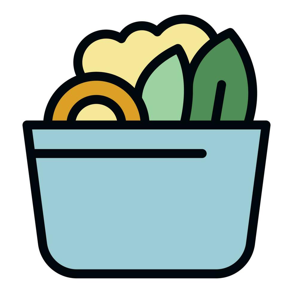 Lunch bowl salad icon vector flat