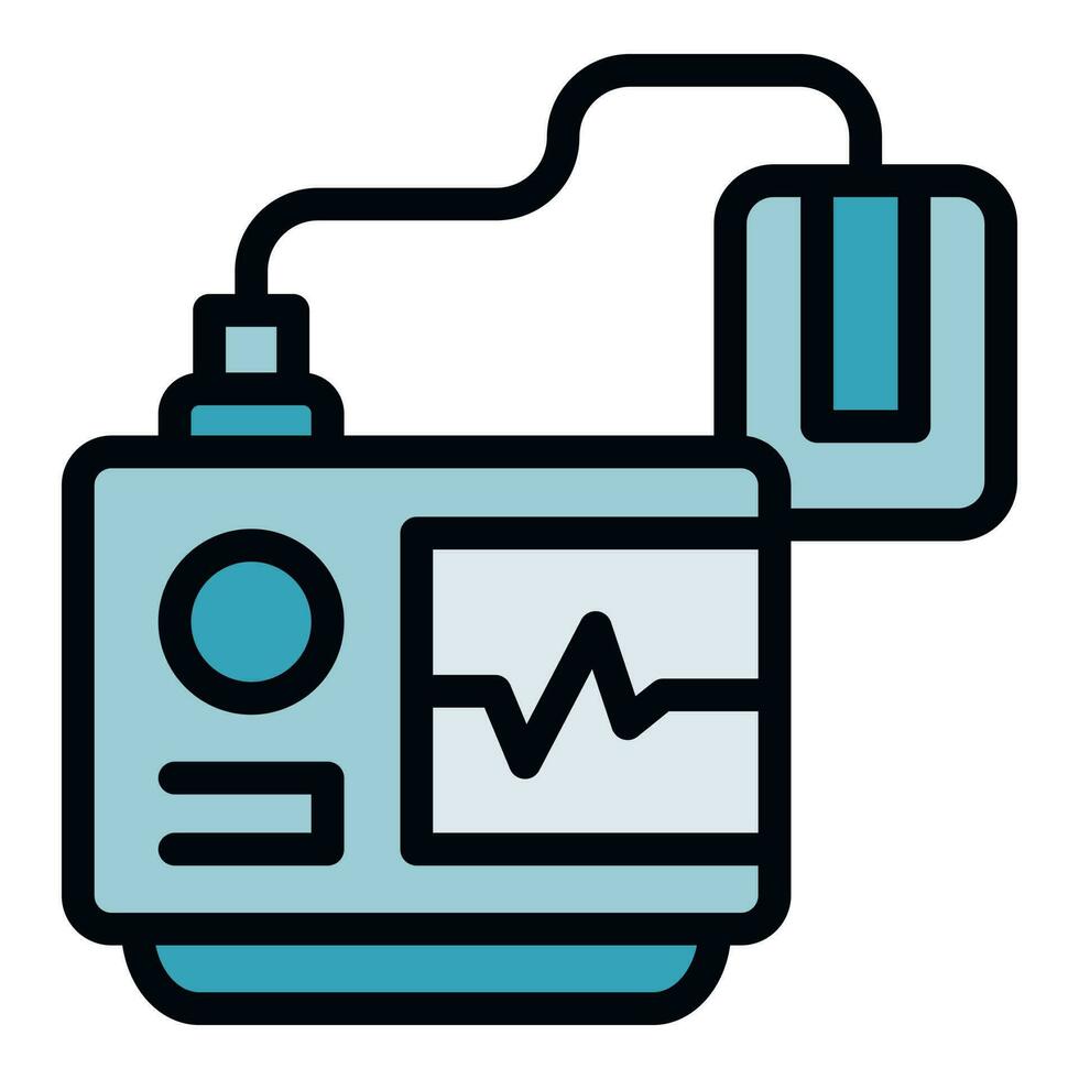 Cardiac defibrillator icon vector flat