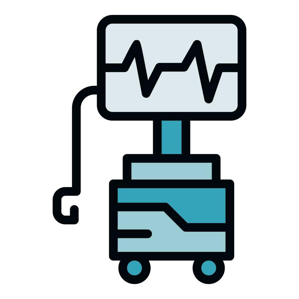 First aid defibrillator icon vector flat