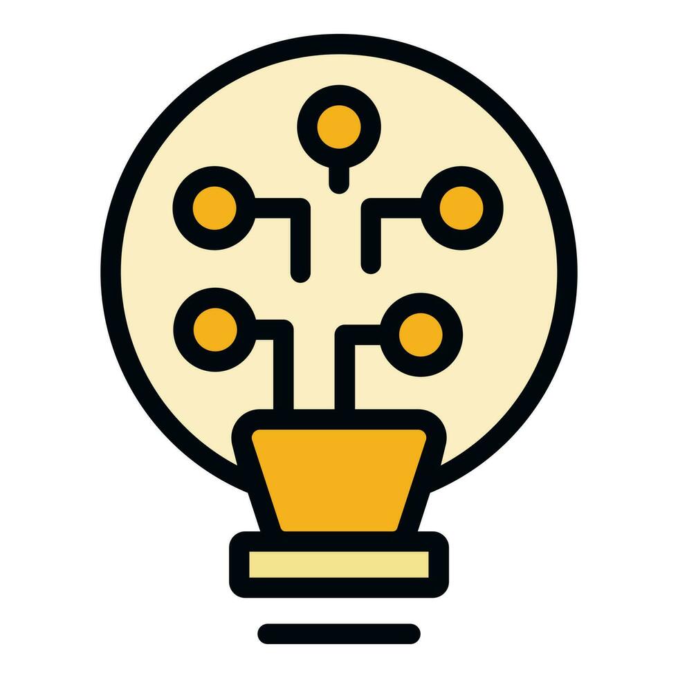 Ai smart lightbulb icon vector flat