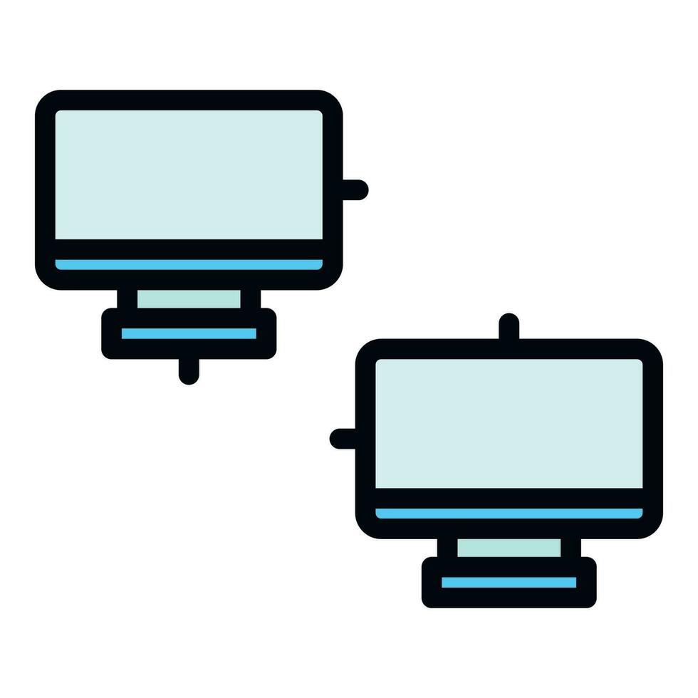 Smart office pc network icon vector flat