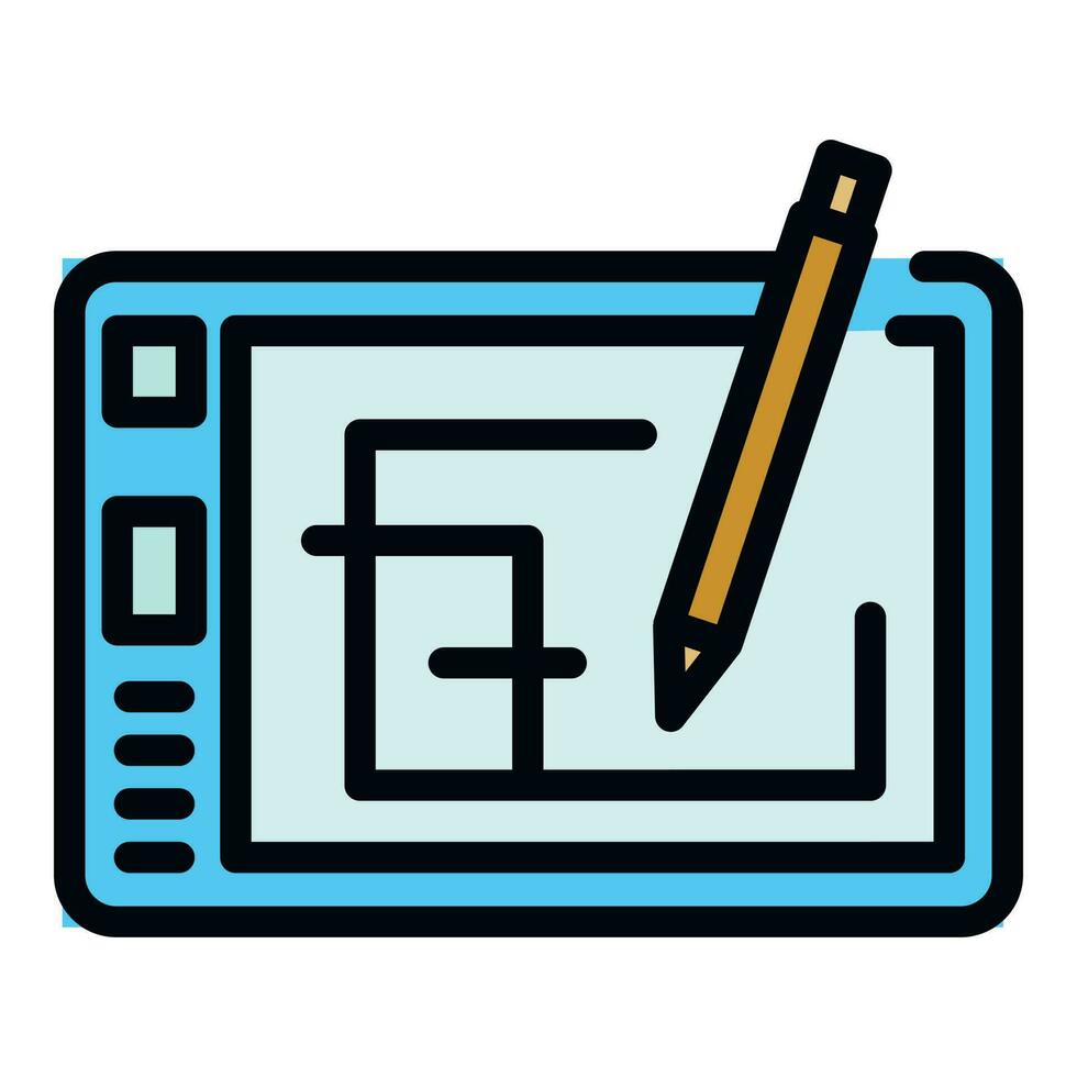 Smart office draw tablet icon vector flat