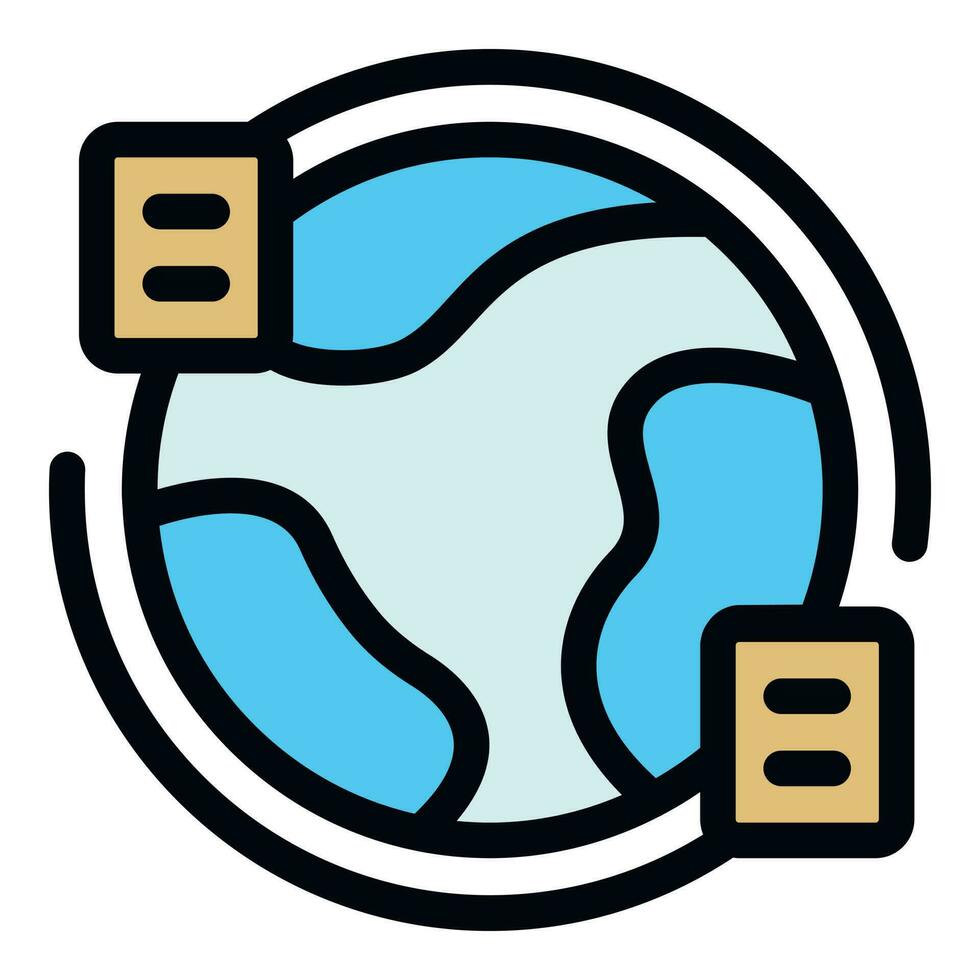 Global file transfer icon vector flat