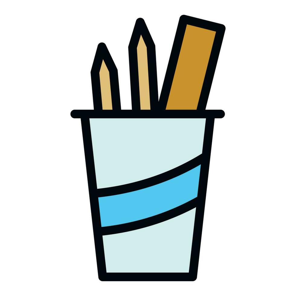 Smart office pencils icon vector flat