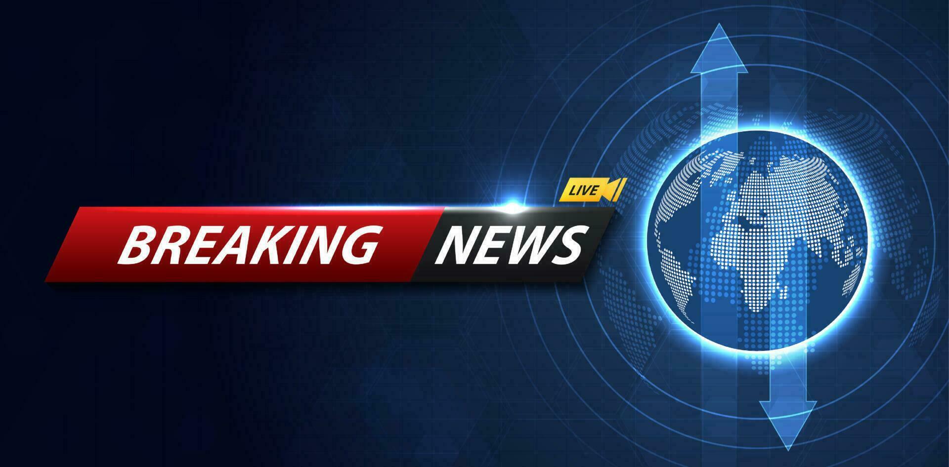 Breaking news background business or technology of world the template. breaking news text on dark blue with light effect. digital technology, TV news show broadcast. vector design.