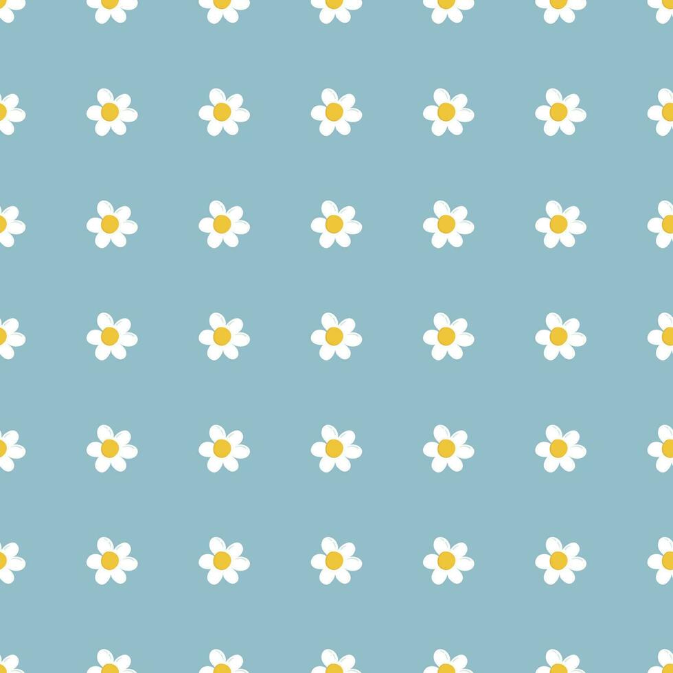 Seamless pattern with daisy flowers. Soft colors minimalistic retro background. Y2K style flower print. Cute groovy vector illustration.