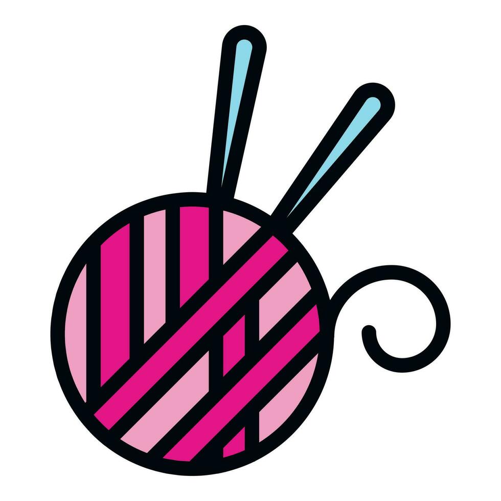 Knitting ball icon vector flat