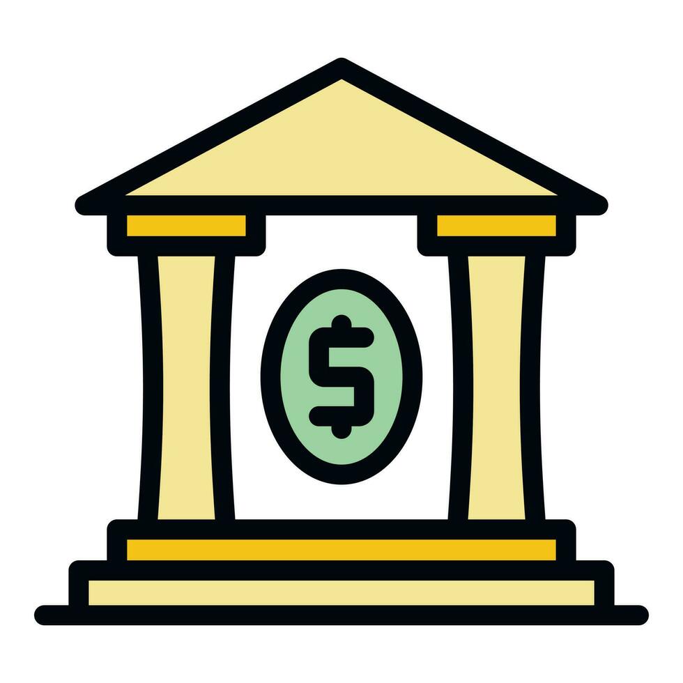 Bank building icon vector flat