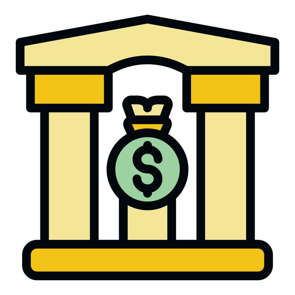 Bank building icon vector flat