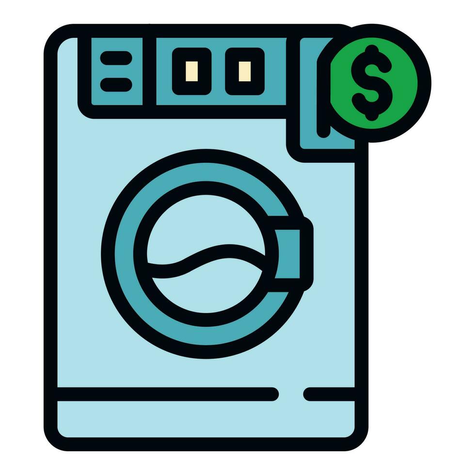 Laundry money wash machine icon vector flat