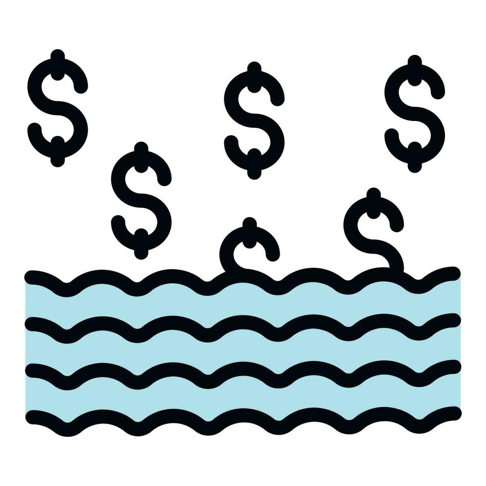 Lake laundry money icon vector flat