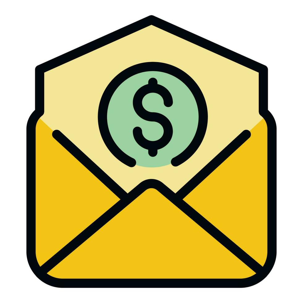 Money mail icon vector flat