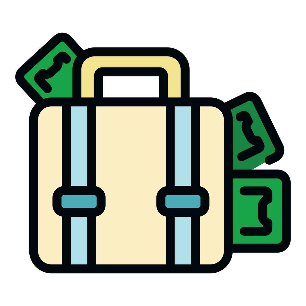 lavandería dinero maleta icono vector plano