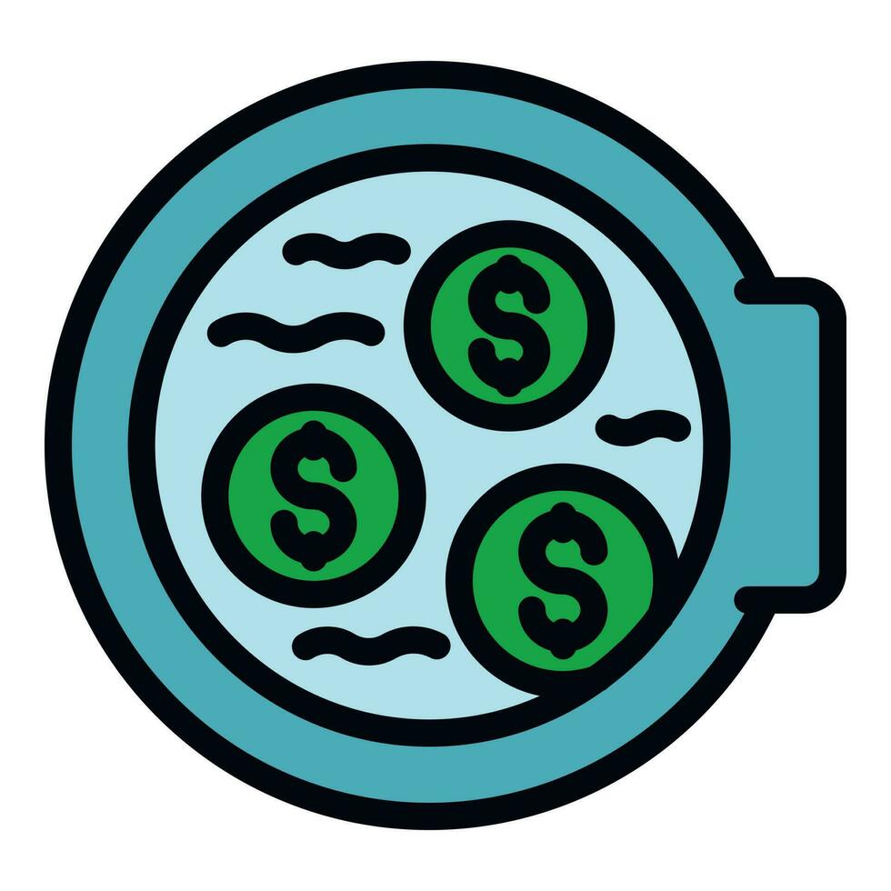 Laundry money coin wash icon vector flat