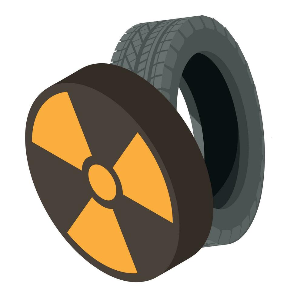 Toxic pollution icon isometric vector. Worn car tire and toxic pollution sign vector