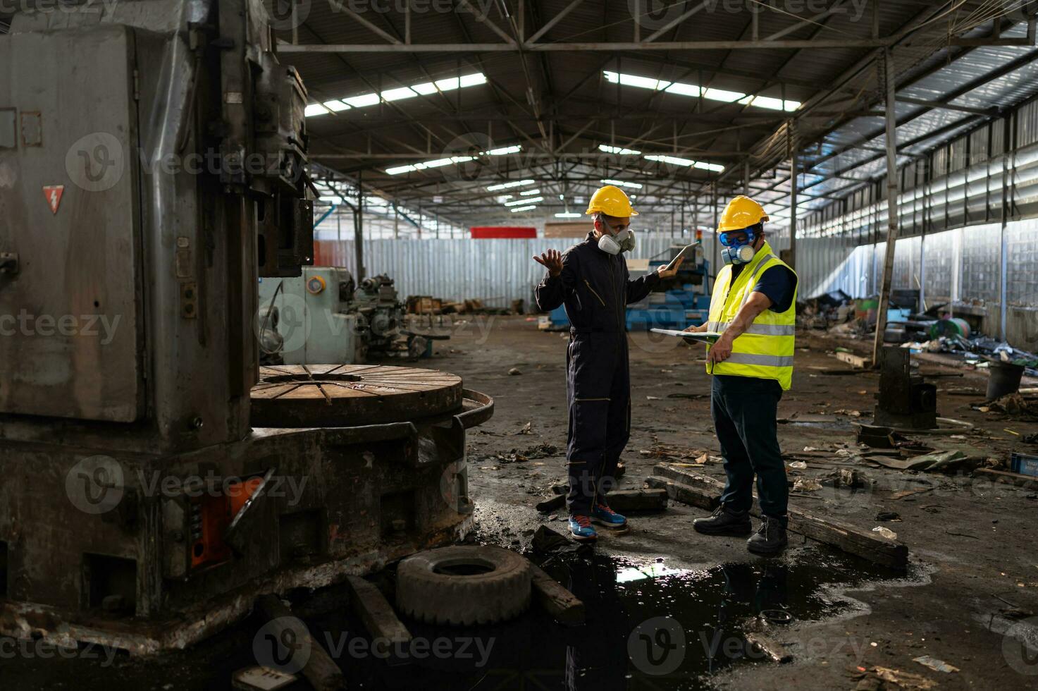 Scientists and government officials Inspect and collect chemical leak samples in industrial sites. to be thoroughly investigated in the laboratory photo