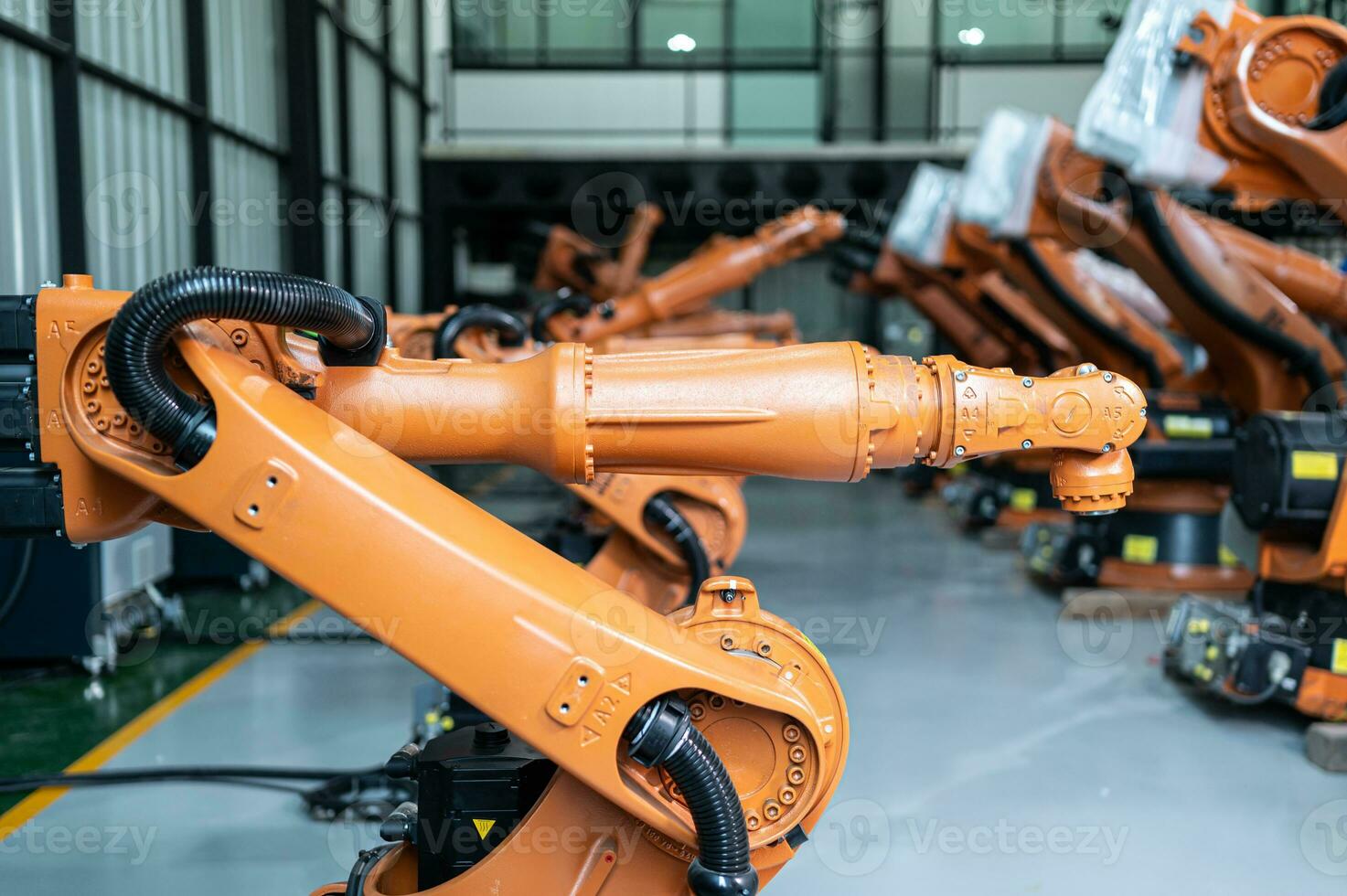 Robot warehouse, a place to store robotic arm to inspect, program and test before delivering to customers. photo