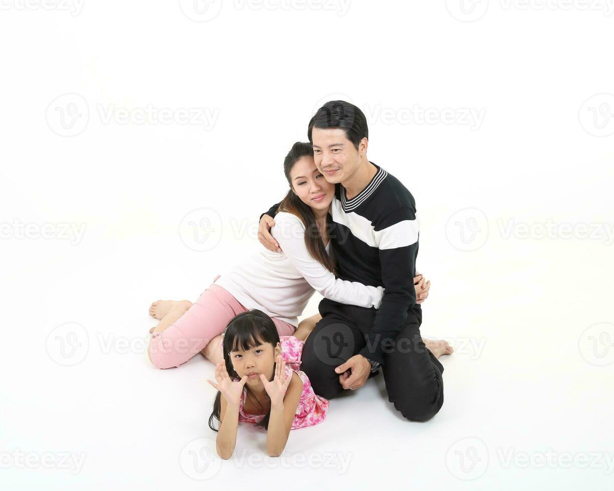 South East Asian young father mother daughter son parent boy girl child activity indoor photo