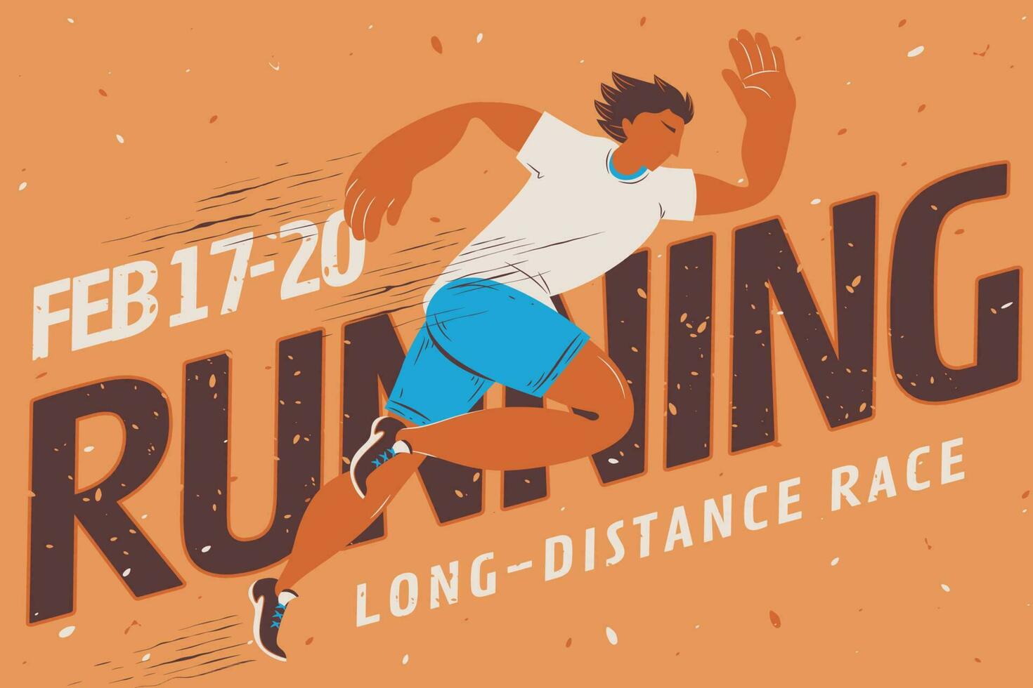 dibujos animados estilo largo distancia carrera evento póster diseño con bronce piel tono corredor vector