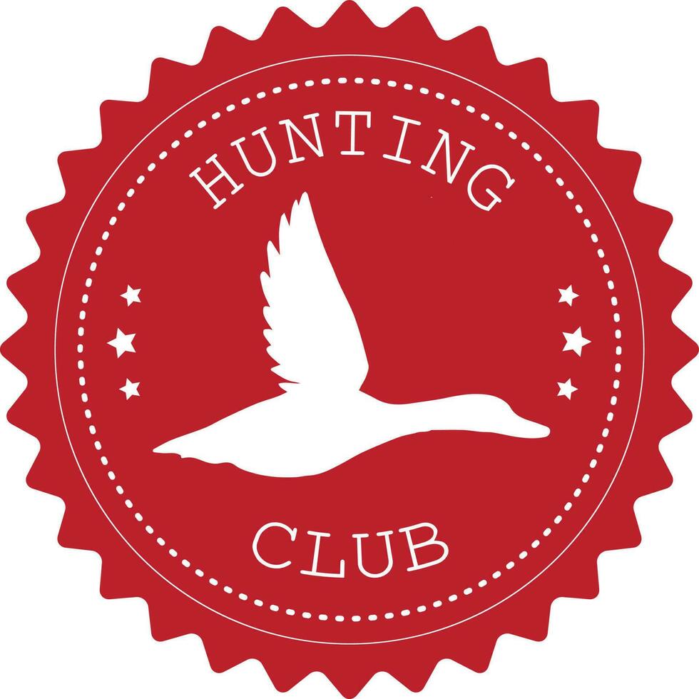 Vector flat retro round red hunting logo with duck