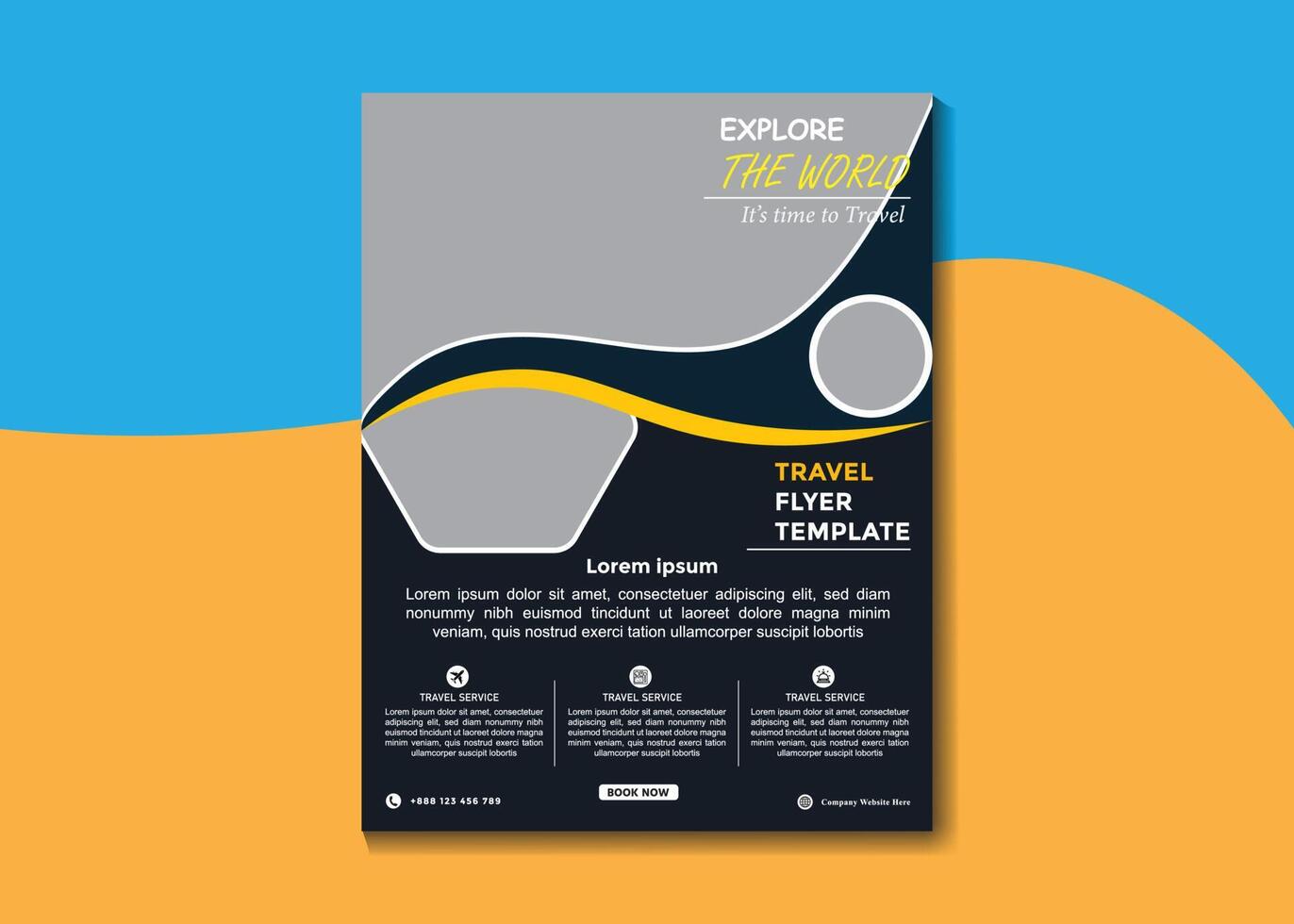 Vector business flyer design and brochure cover page template for travel agency