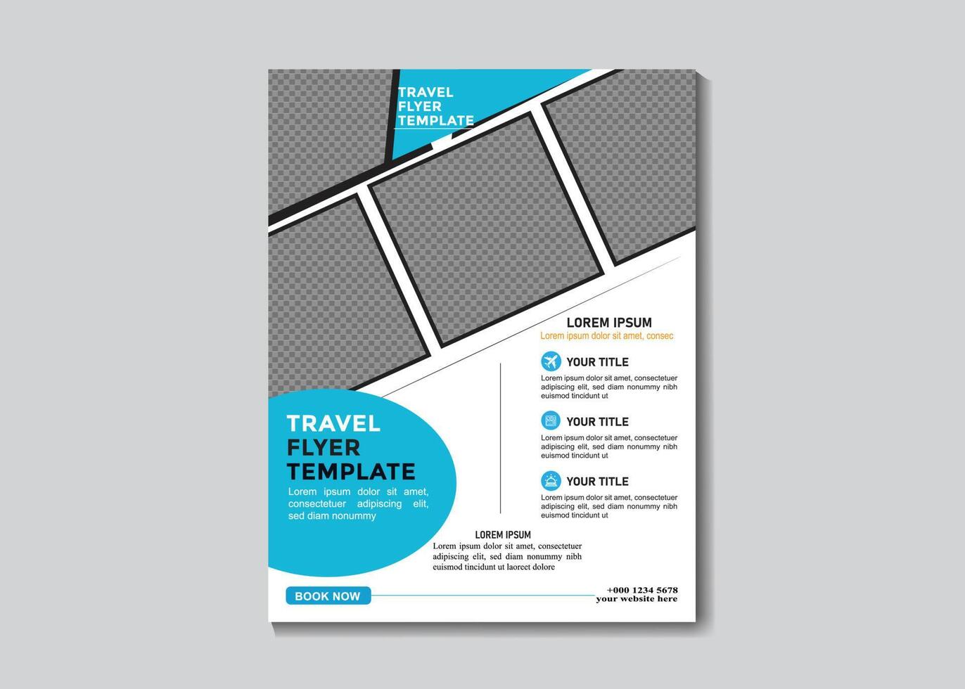 Travel poster or flyer pamphlet brochure design layout space for photo background, travel flyer design template, tour flyer, tourism color a4 print ready flyer. vector