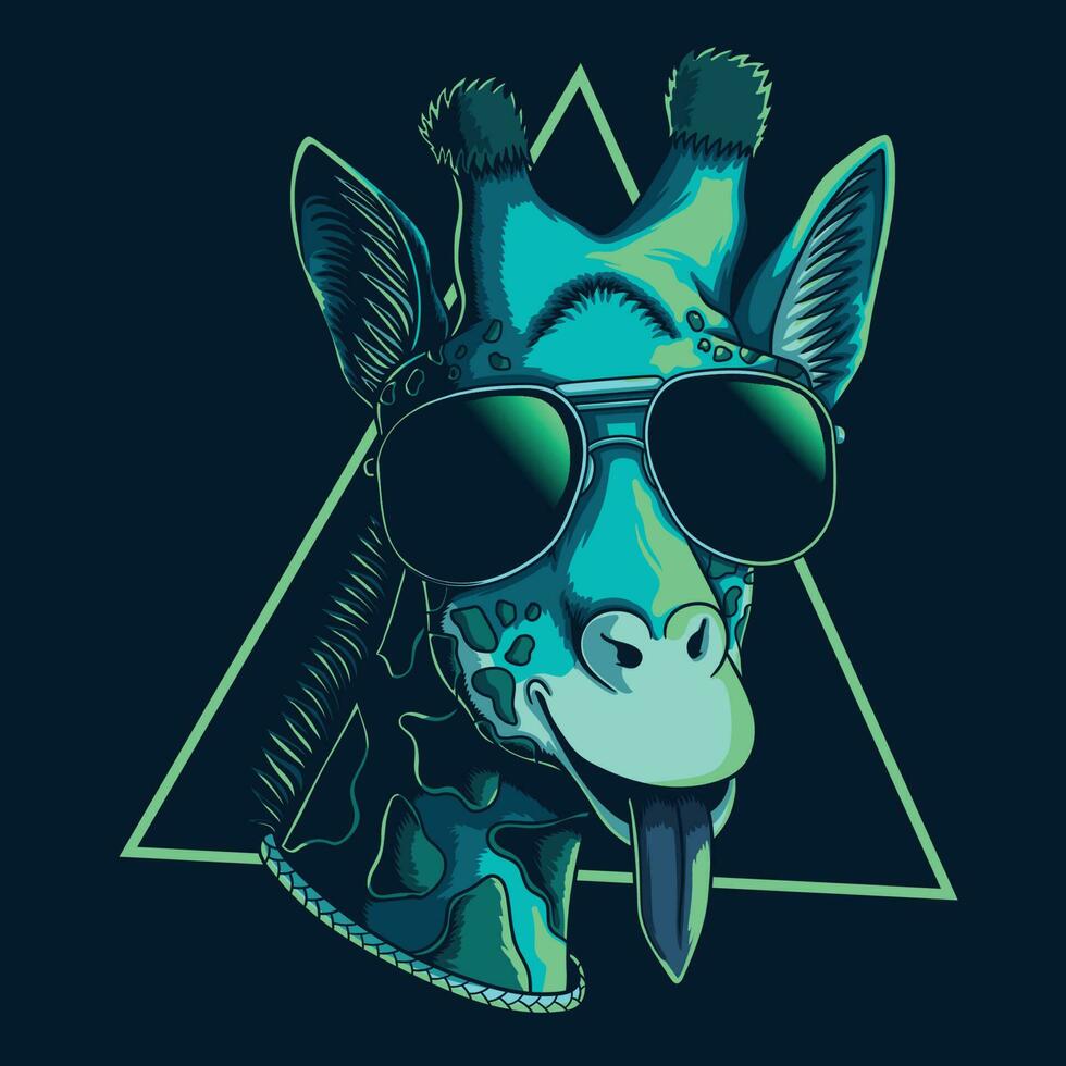 Giraffe head smile cyberpunk style vector illustration