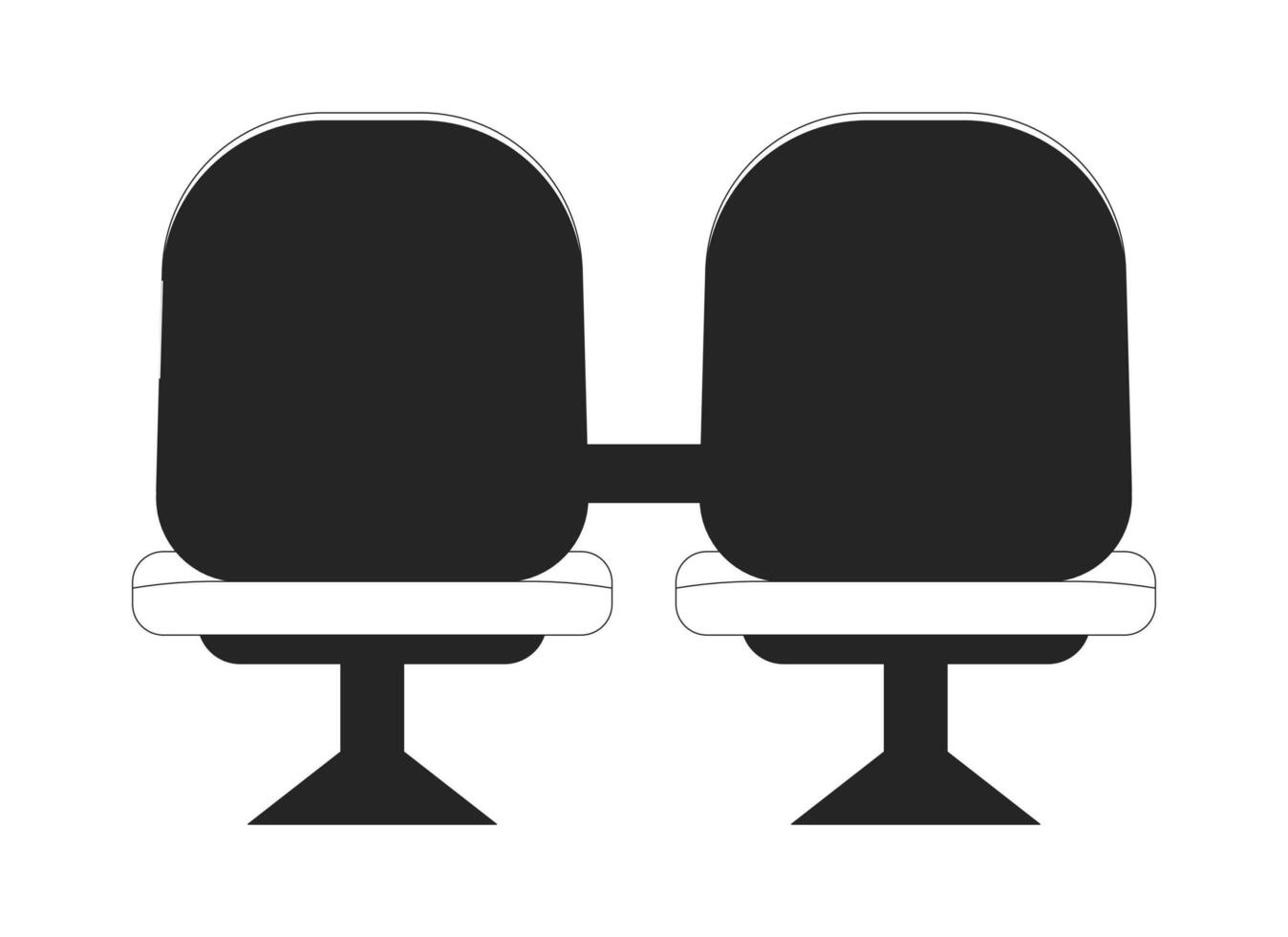 Chairs in waiting room line art vector cartoon icon. Furniture. Editorial, magazine spot illustration black and white. Outline object isolated on white. Editable 2D simple drawing, graphic design