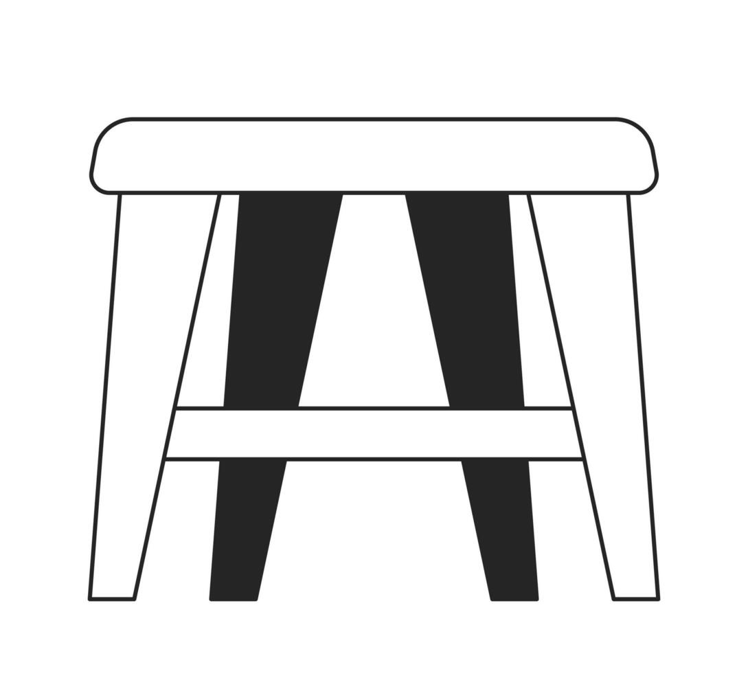 Stool seat line art vector cartoon icon. Home decor furniture. Editorial, magazine spot illustration black and white. Outline object isolated on white. Editable 2D simple drawing, graphic design