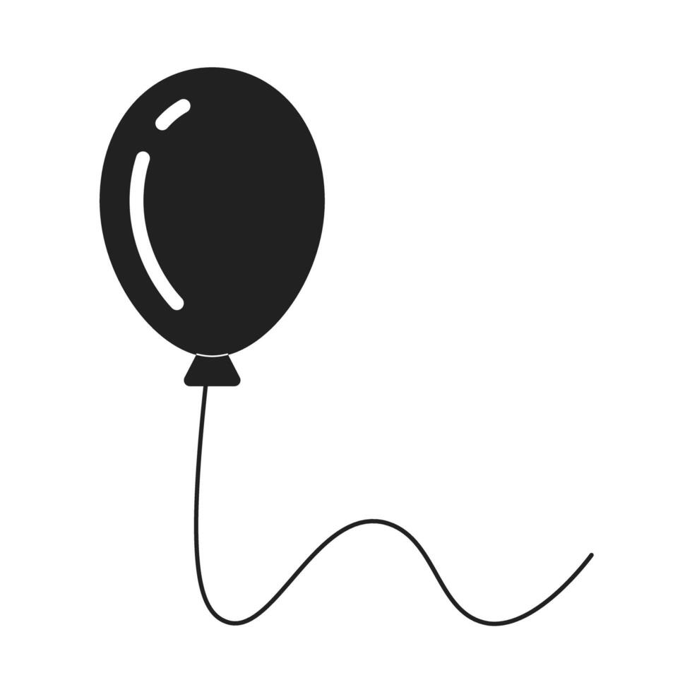 Single balloon monochrome flat vector object. Helium balloon floating. Happiness concept. Editable black and white thin line icon. Simple cartoon clip art spot illustration for web graphic design