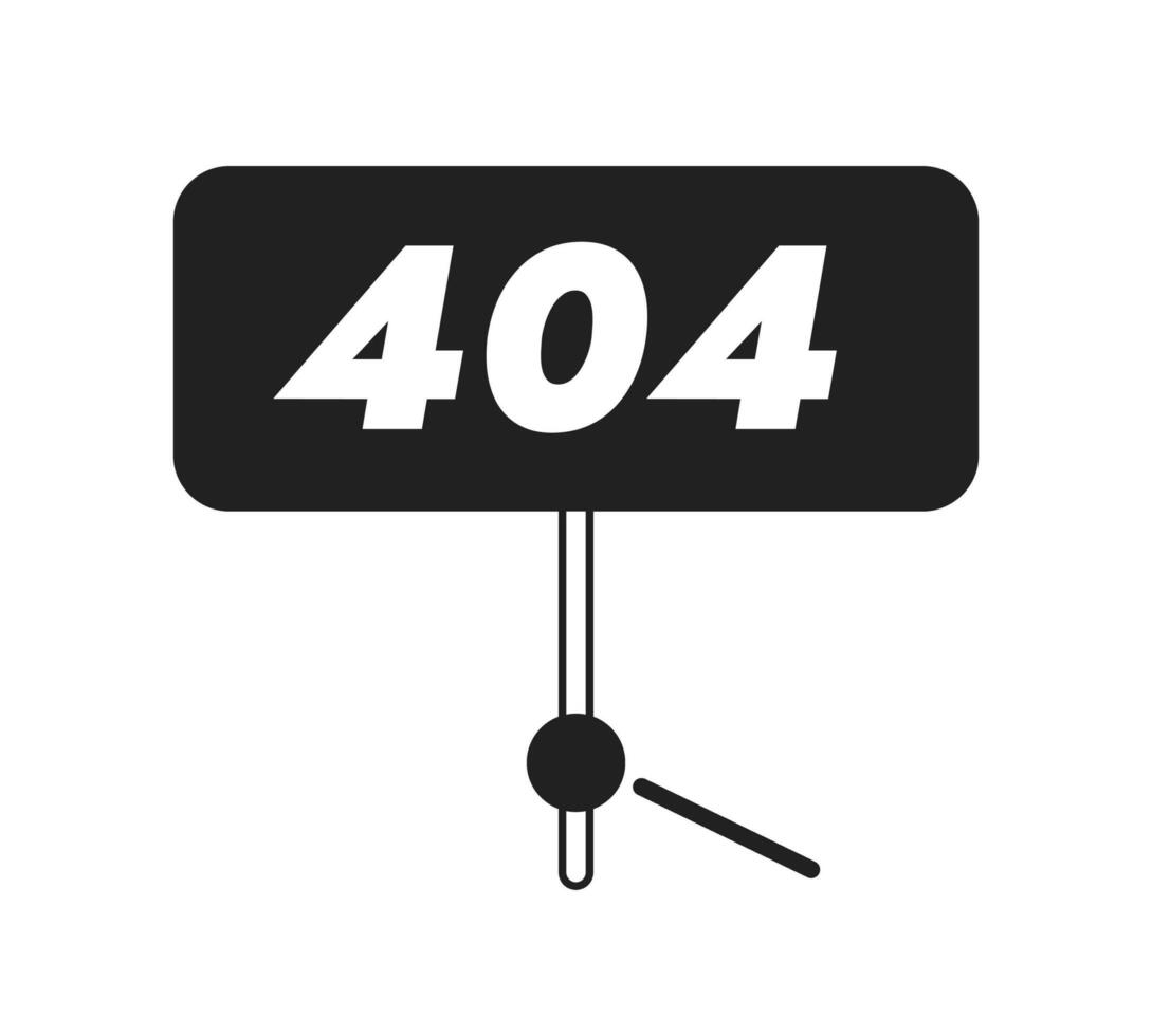 Holding 404 error sign vector bw empty state illustration. Editable not found page for UX, UI design. Repair work isolated flat monochromatic object on white. Error flash message for website, app