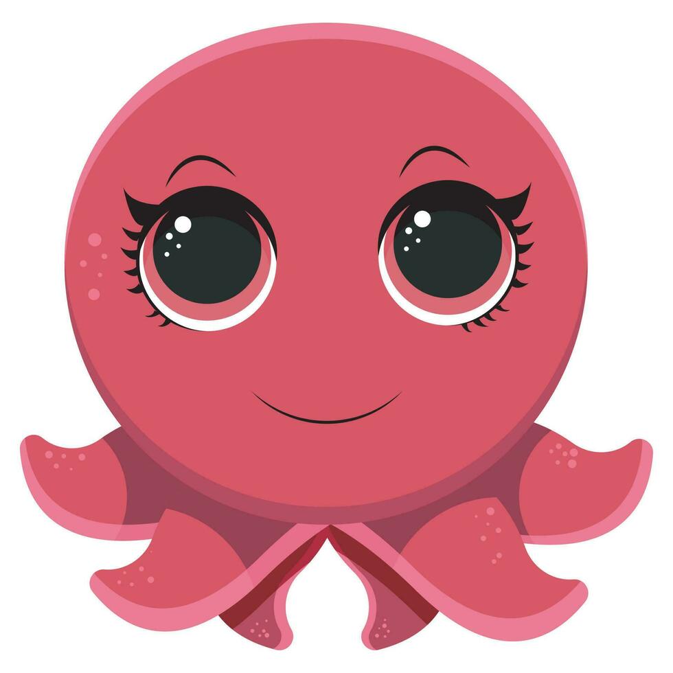 linda pulpo dibujos animados mano dibujado estilo vector