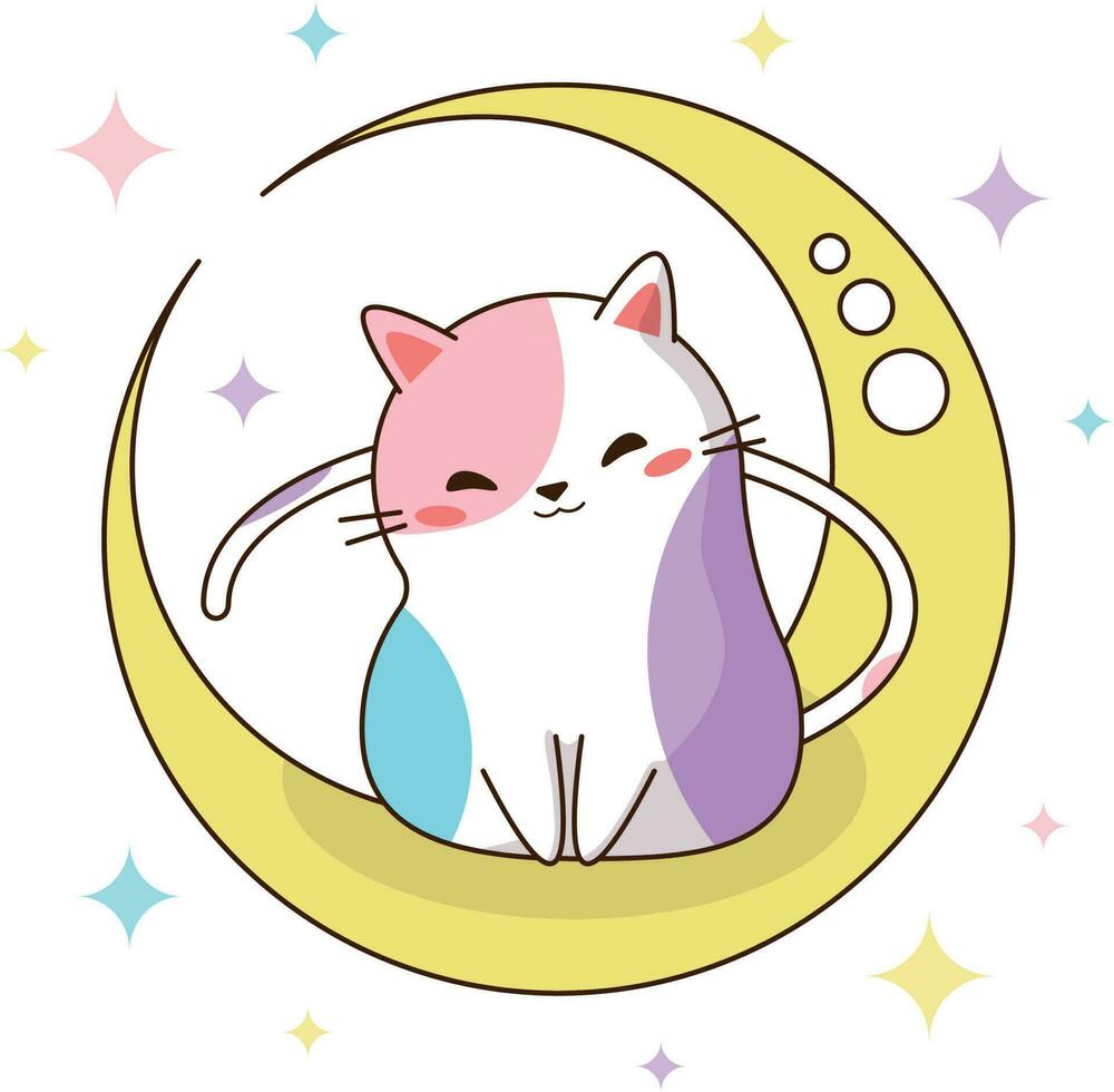 gato en la luna vector