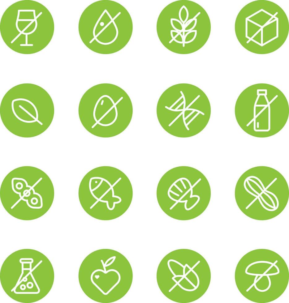 Allergens Icons Set vector